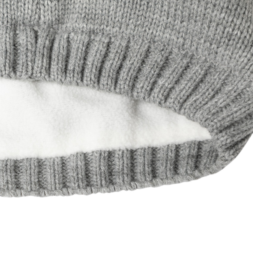 Σκουφάκι πλεκτό με πομ πομ από συνθετική γούνα 