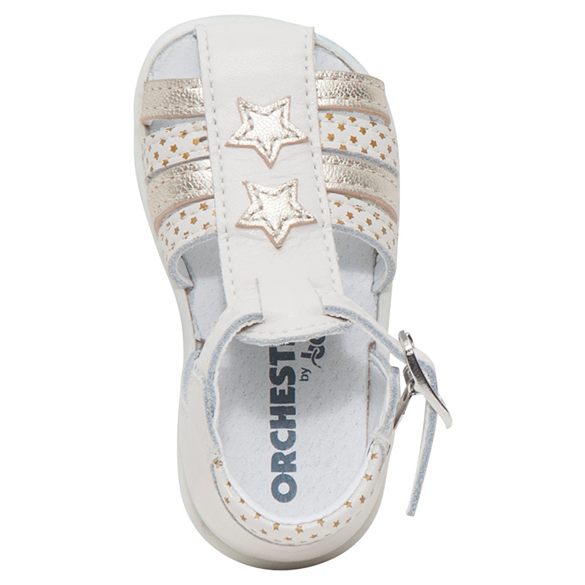 Δερμάτινα πέδιλα με αστεράκια και ιριδίζοντα λουράκια 