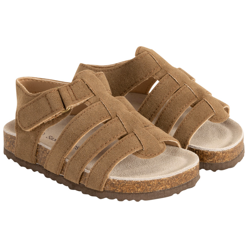 Σανδάλια με λουριά καφέ effet daim για bebe 