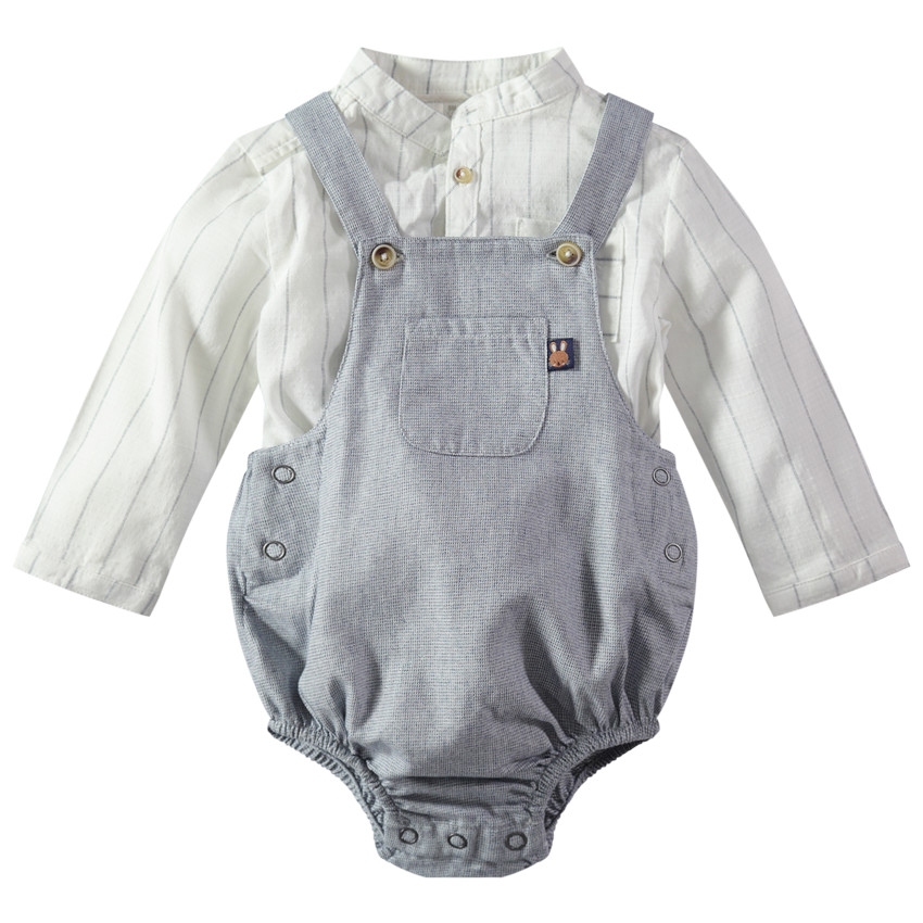 Σύνολο ριγέ πουκάμισο και βαμβακερή ολόσωμη φουφούλα 