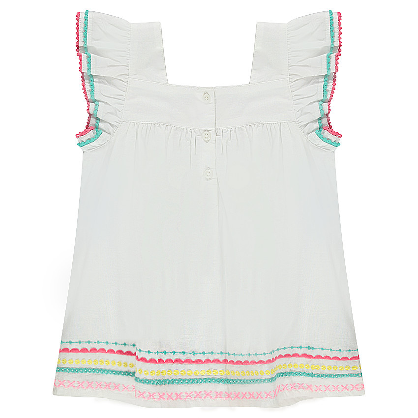 Βαμβακερό τοπ με μπορντούρα και κεντημένα λουλούδια 