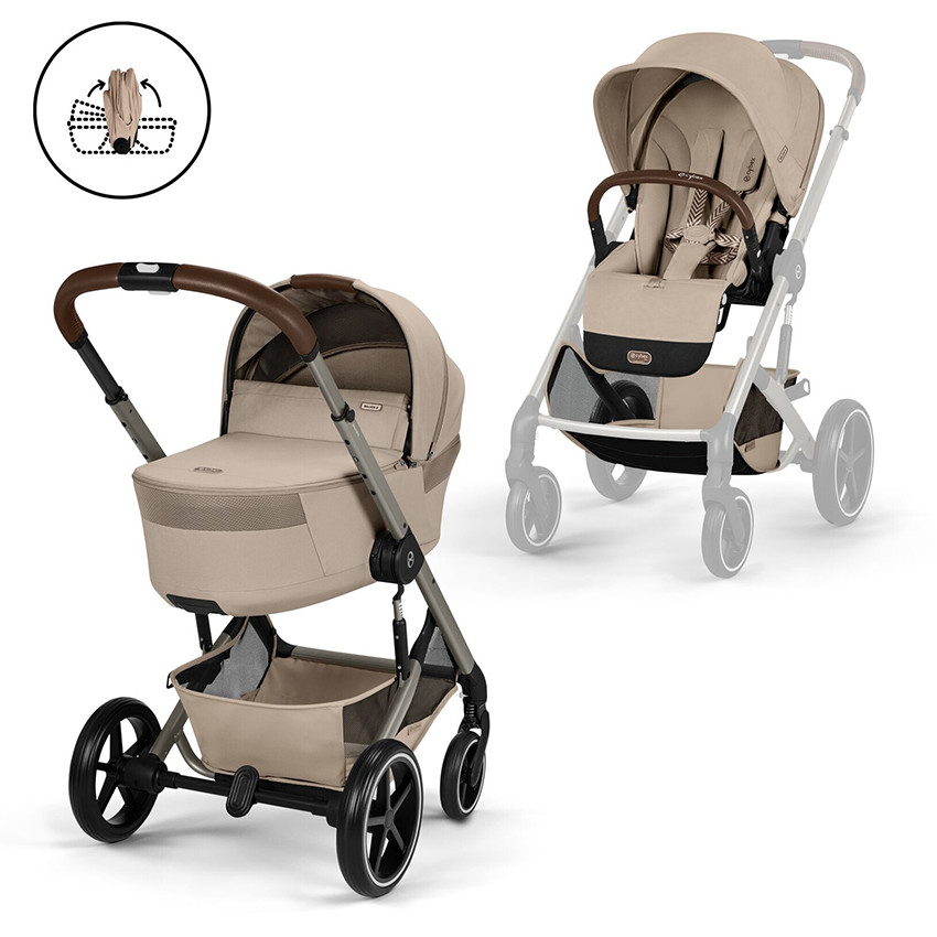 Cybex Balios S Lux Σύστημα Μεταφοράς 2-Σε-1 Με Πτυσσόμενο Πορτ Μπεμπέ Almond Beige 