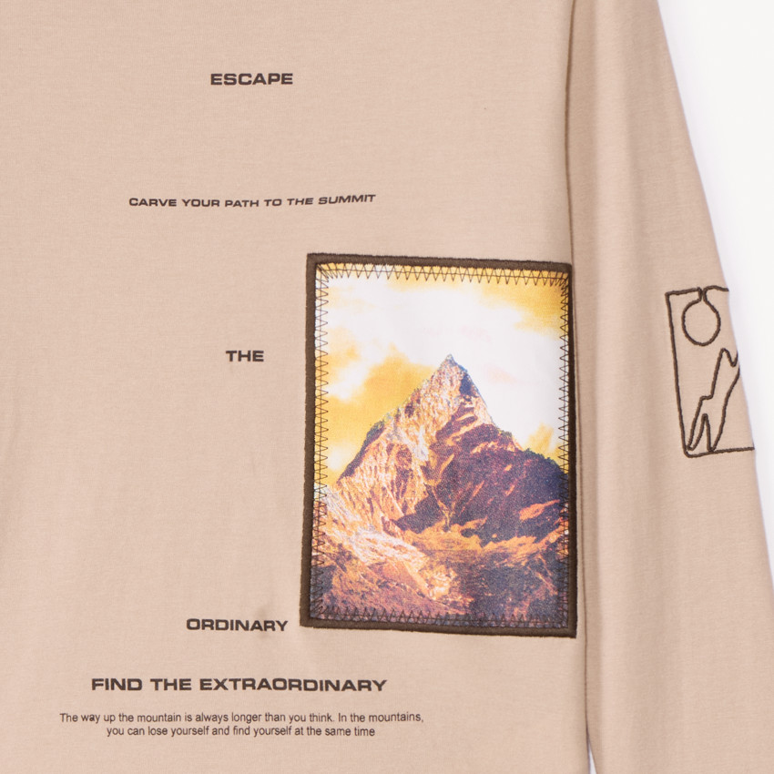 T-shirt manches longues à patch photoprinté pour garçon 