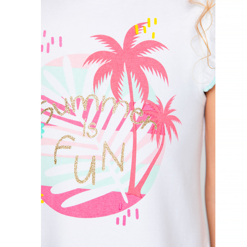 Robe de plage manches courtes volantées pour fille Main Robe de plage manches courtes volantées pour fille