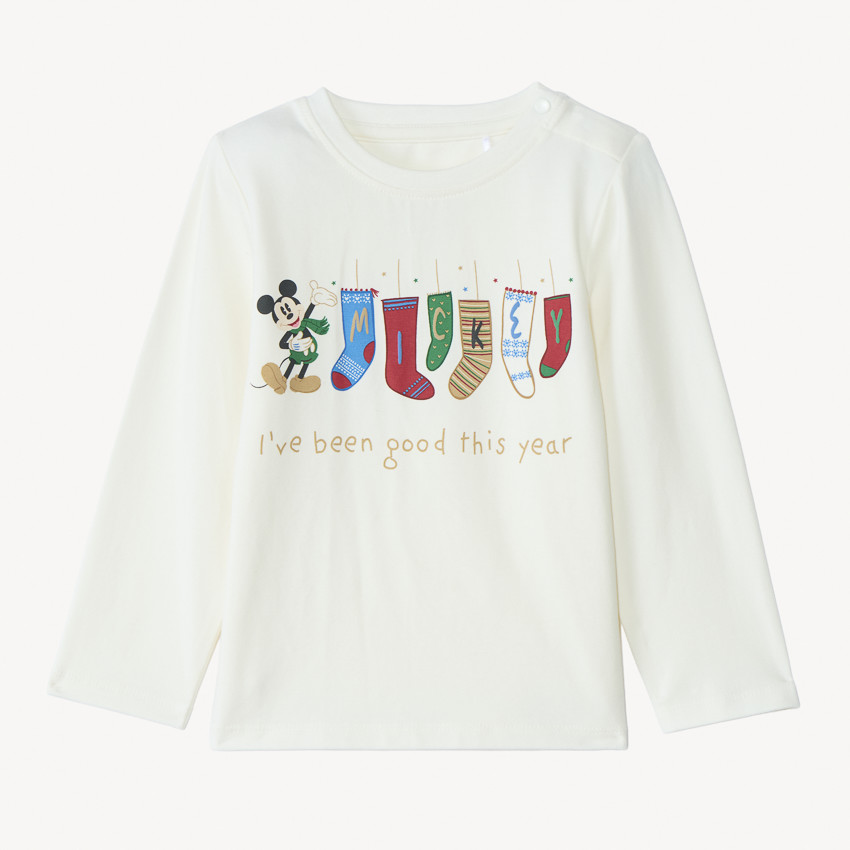 T-shirt manches longues Mickey Disney Noël pour bébé garçon 