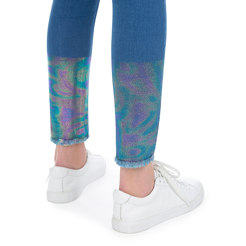 Τζιν εγκυμοσύνης 7/8 με κερωμένο σχέδιο ουράνιο τόξο 