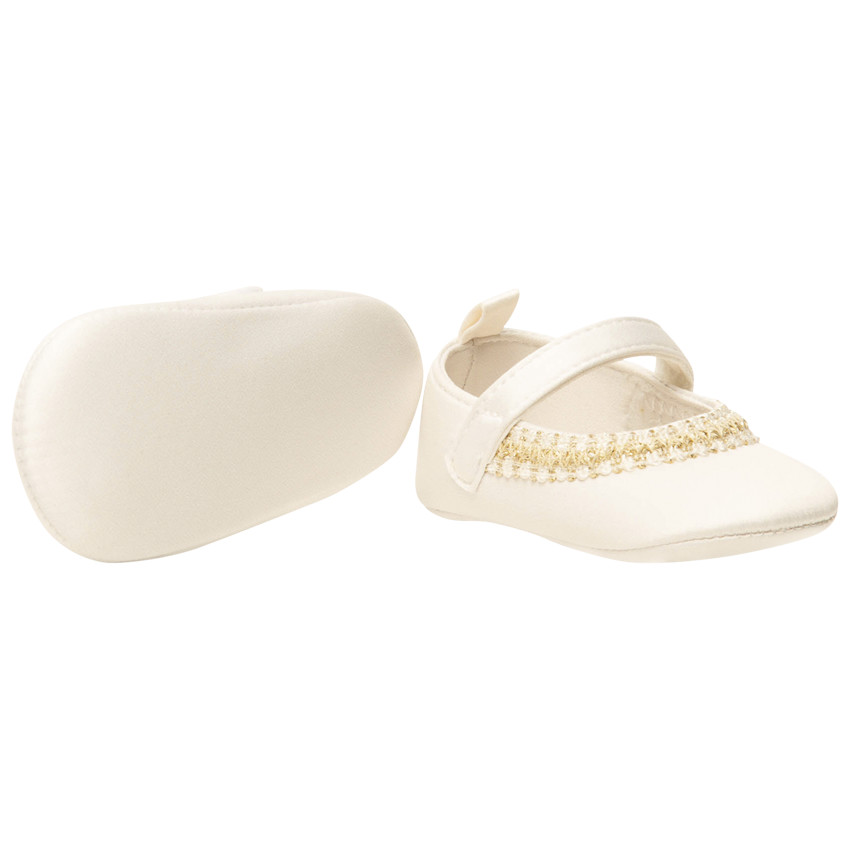 "Γιορτινά παπούτσια από σατέν με κέντημα για μωρό κορίτσι" 