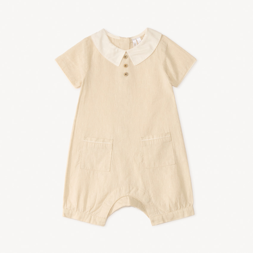 Σαλοπέτα κοντή από λινό με γιακά Claudine για μωρό αγόρι 