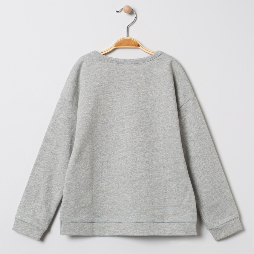 Sweat en molleton brillant avec découpe fantaisie et message pailleté 