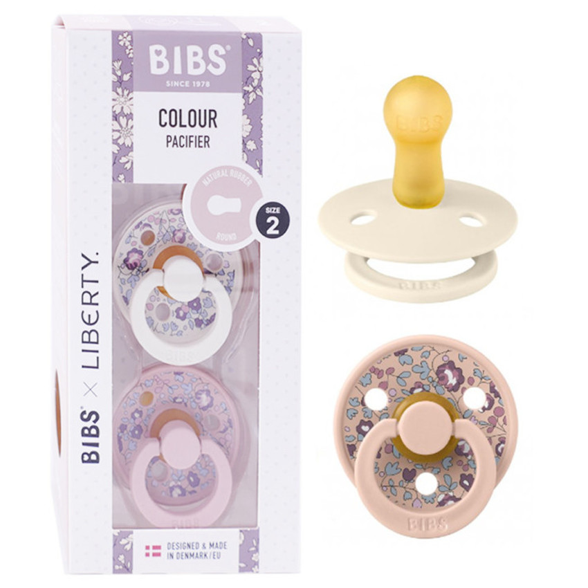 Bibs x Liberty Πιπίλες Καουτσούκ 6-12m Eloise – Blush mix 2τμχ 