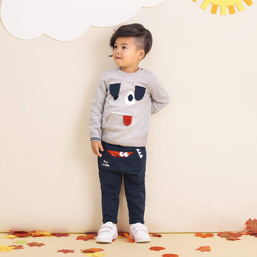 Πουλόβερ πλεκτό  ζακάρ με σχέδιο σκυλάκι   Additional Πουλόβερ πλεκτό  ζακάρ με σχέδιο σκυλάκι