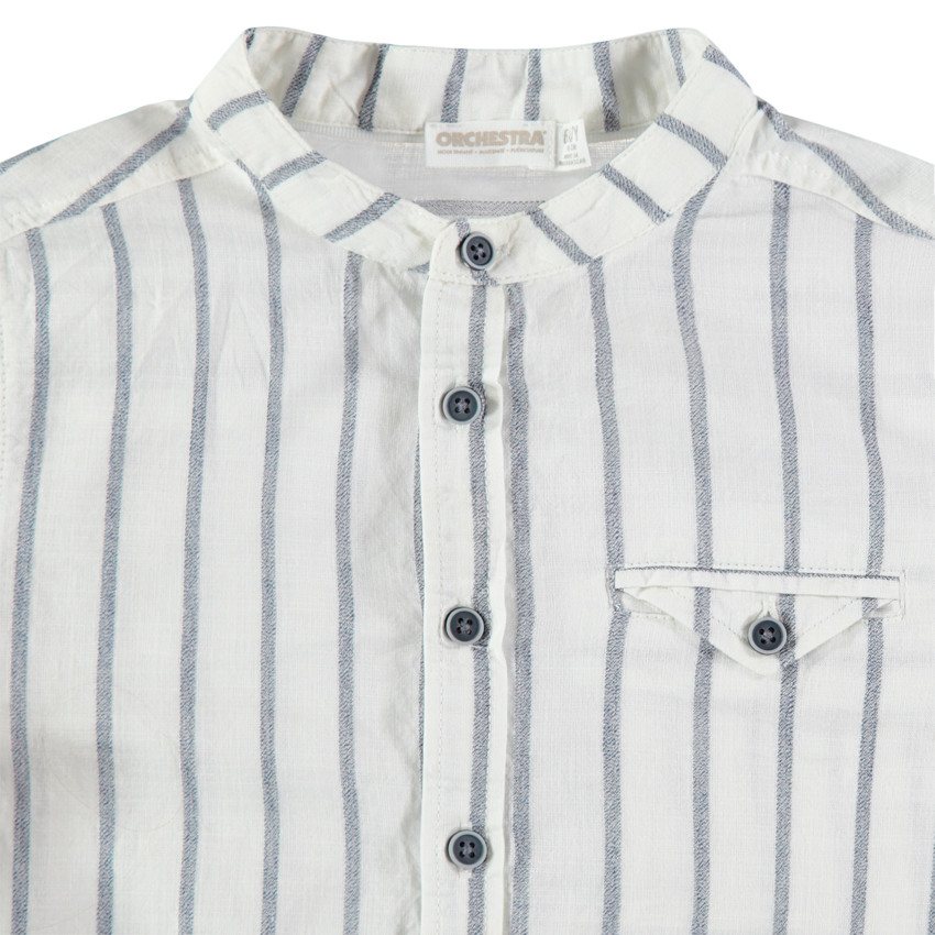 Πουκάμισο μακρυμάνικο κάθετες ρίγες και γιακάς mao 