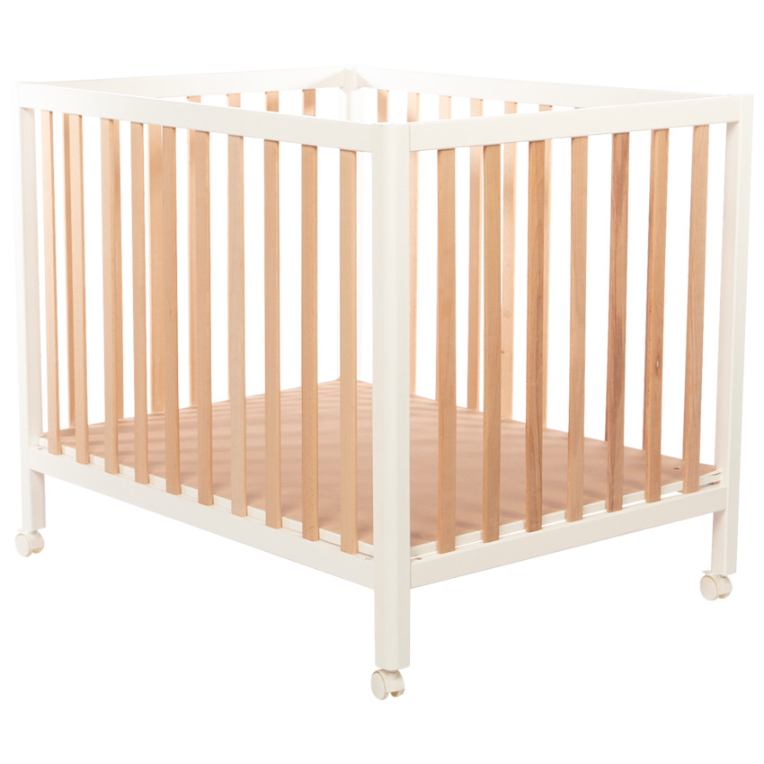 Ξύλινο πάρκο Tommy λευκό ρυθμιζόμενο με ρόδες 