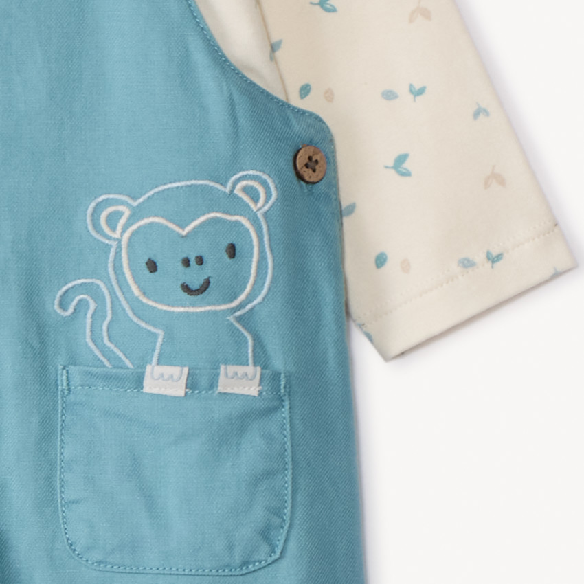 Σετ σαλόπετας μονόχρωμης με μακρυμάνικο μπλουζάκι για μωρό αγόρι 