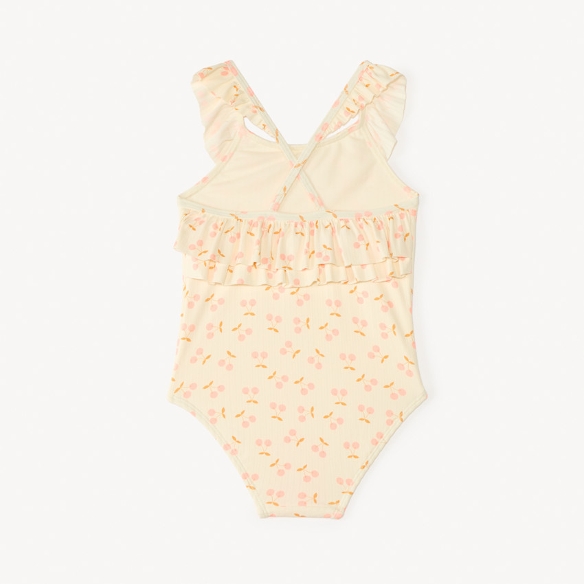 Σα bathing suit μονής κοπής με βολάν και σχέδιο κεράσι για κορίτσι μωρού 