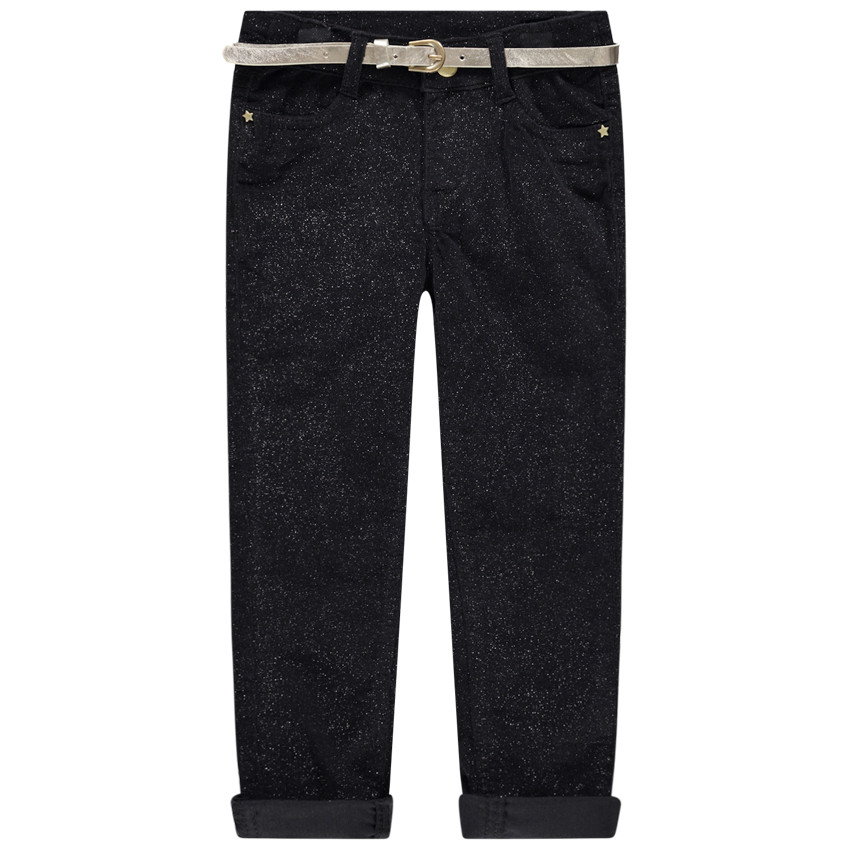 Βελούδινο παντελόνι με παγιέτες και χρυσαφί ζώνη 