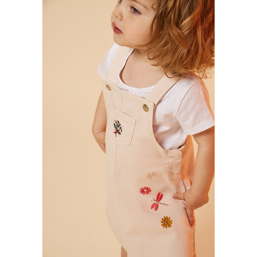 Φόρεμα από denim με κεντήματα λουλούδια για bebe κορίτσι 