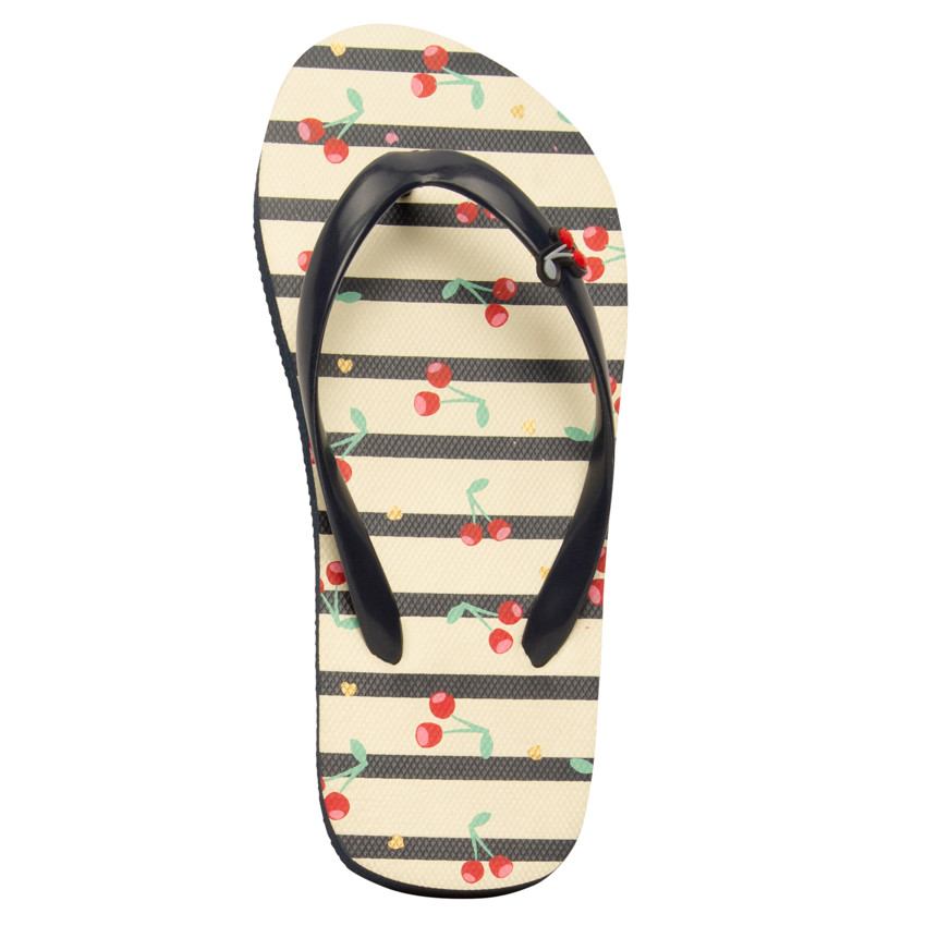 Σαγιονάρες ριγέ με print και badge κεράσια για κορίτσι με λουράκι ανάλογα με την ηλικία 