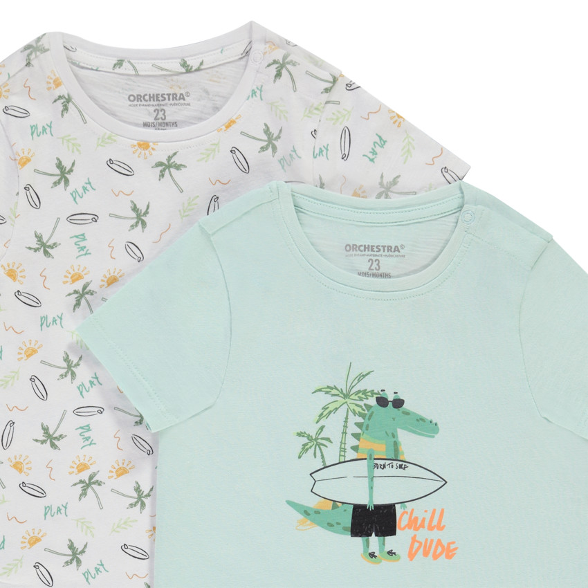 Σετ από 4 κοντομάνικα μπλουζάκια jersey print surf για bebe αγόρι 