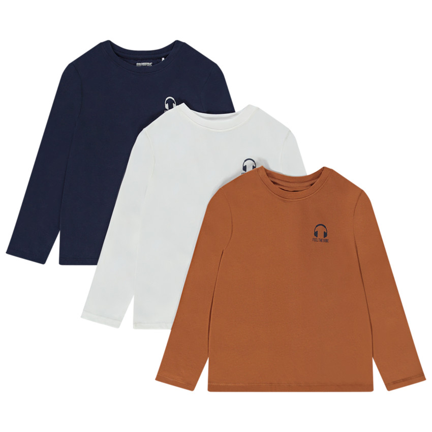 Σετ από 3 μπλουζάκια μακρυμάνικα από jersey με σχέδιο κράνος για αγόρι 