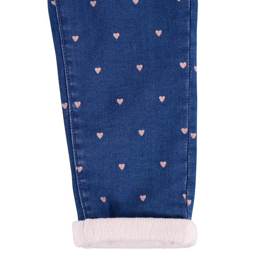 Τζιν με usef όψη, μοτίβο με καρδιές και επένδυση από sherpa 