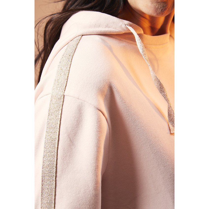 Φούτερ εγκυμοσύνης σε molleton μονόχρωμο με κουκούλα 