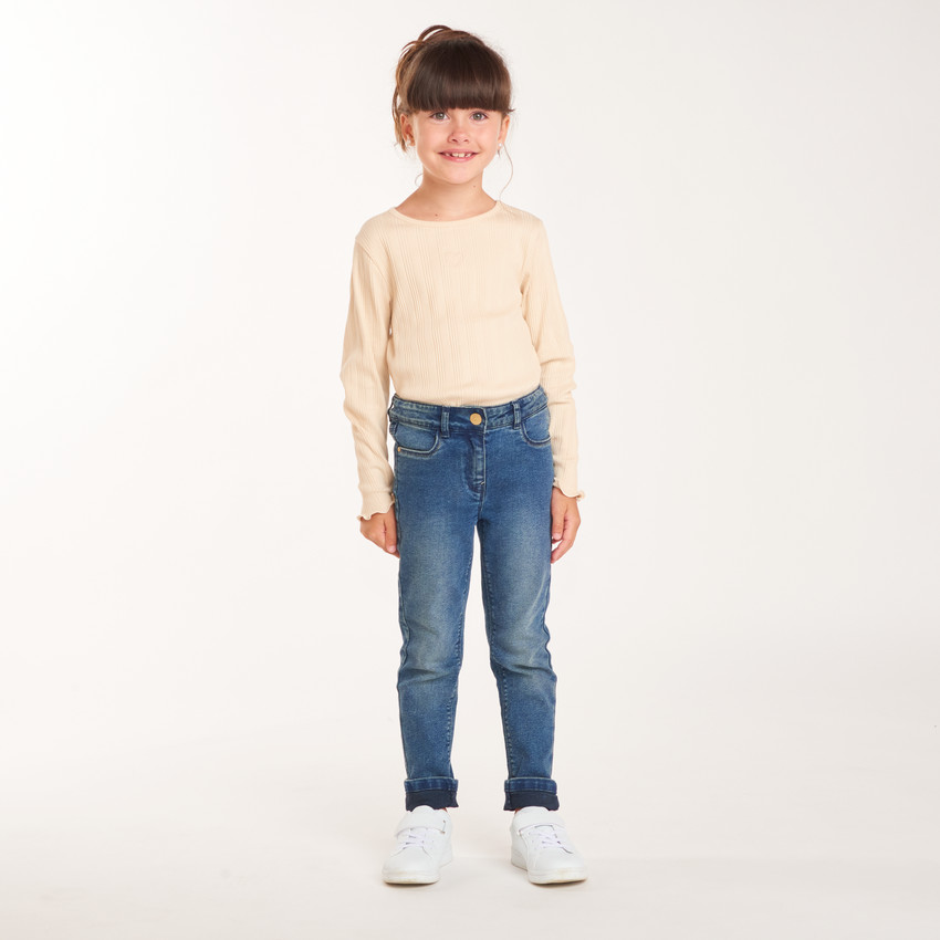 Τζιν slim από denim με ξεθωριασμένο εφέ κορίτσι 