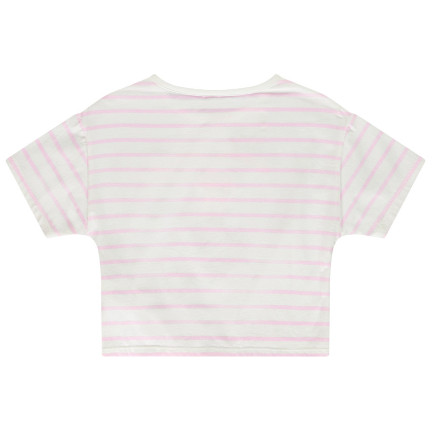 T-shirt κοντομάνικο με ρίγες και σχέδιο puff print Minnie Disney για κορίτσι 