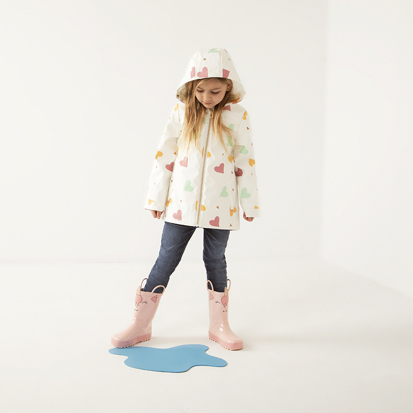 Parka gomme με καρδιές με επένδυση sherpa για κορίτσι 