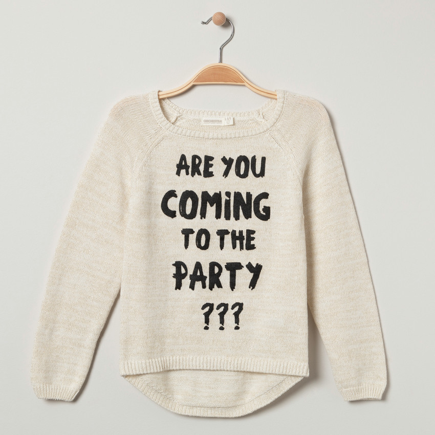 Pull en maille mélangée de fils brillants avec message printé 