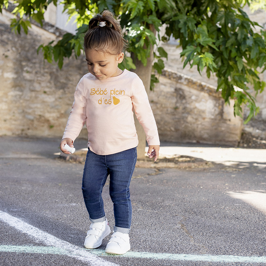 T-shirt μακρυμάνικο βαμβακερό με μήνυμα για bebe κορίτσι 