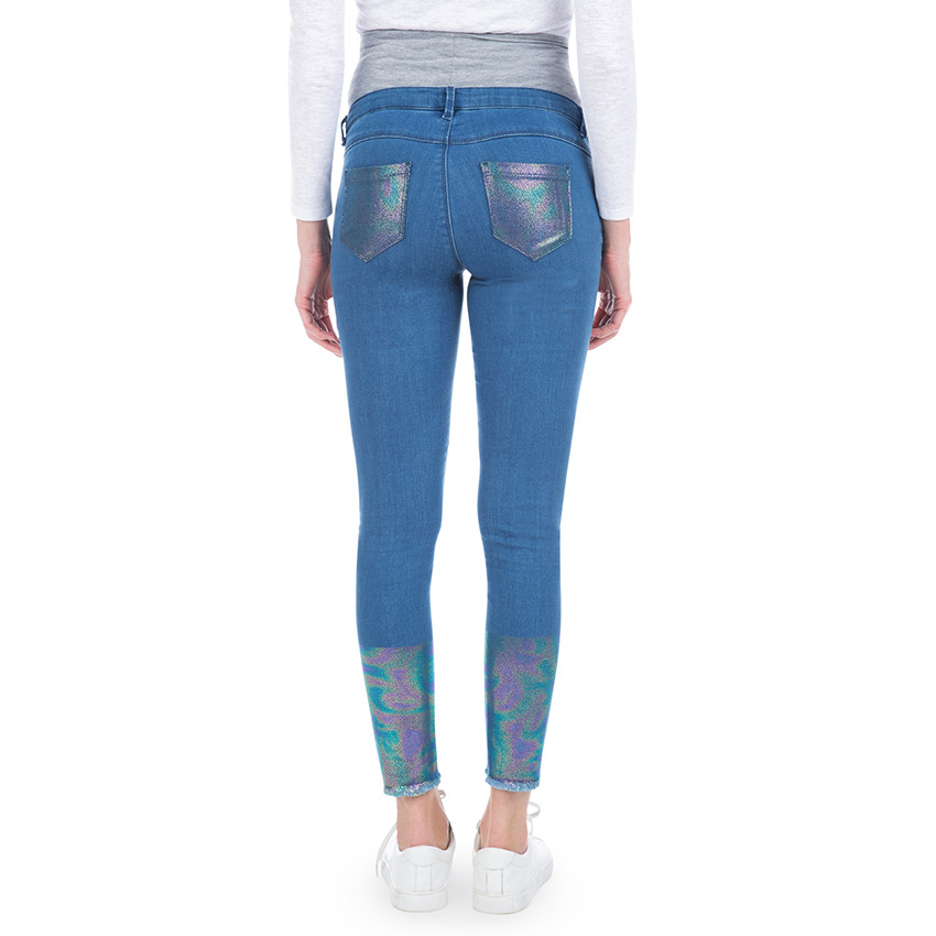 Τζιν εγκυμοσύνης 7/8 με κερωμένο σχέδιο ουράνιο τόξο 
