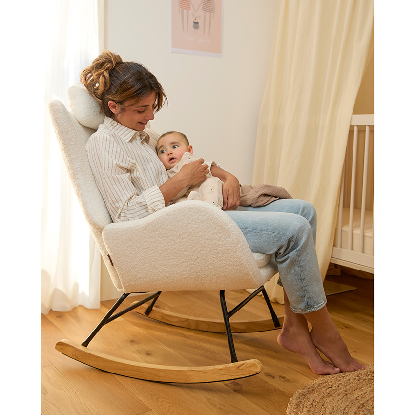 Πολυθρόνα Rocking Chair Marceau σε λευκή boucle. 