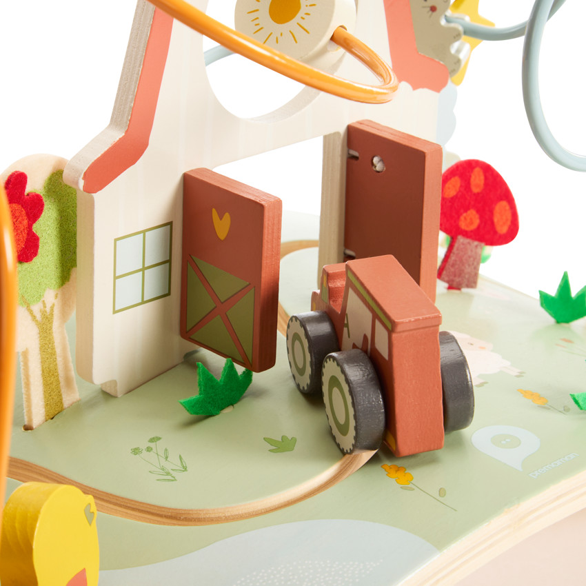 Πίνακας δραστηριοτήτων από ξύλο με σπείρες Φάρμα 