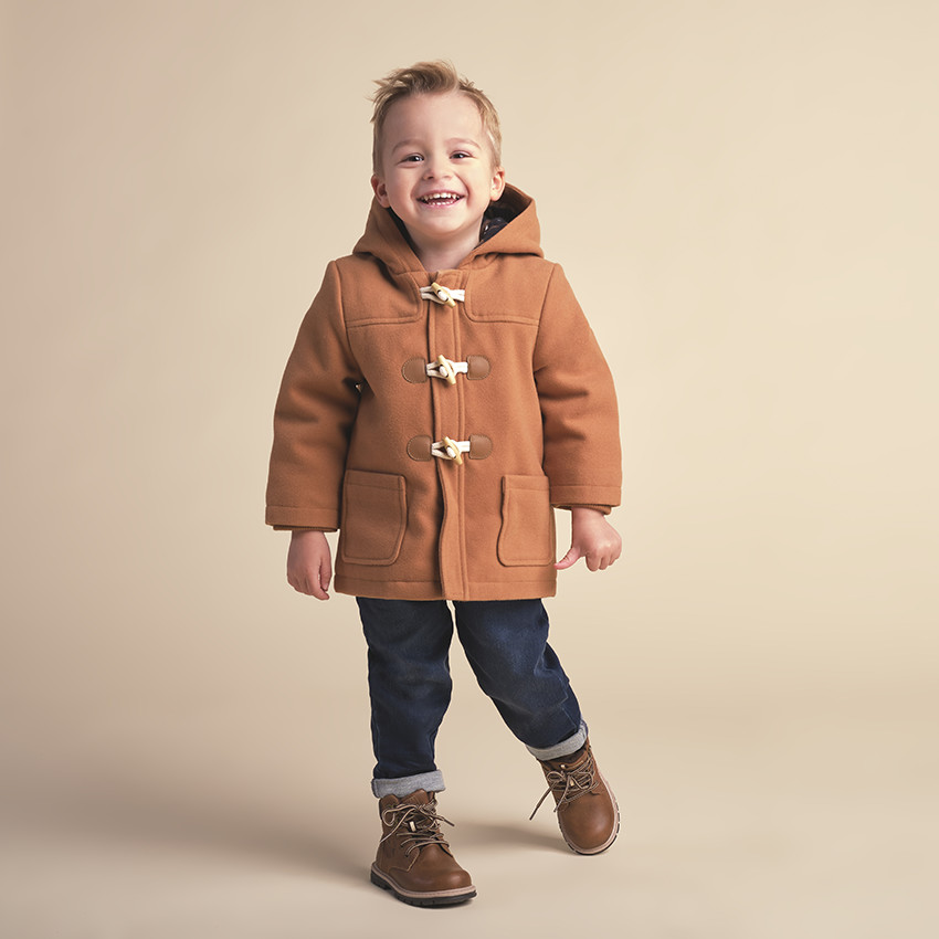 Manteau style duffle coat a capuche et poches