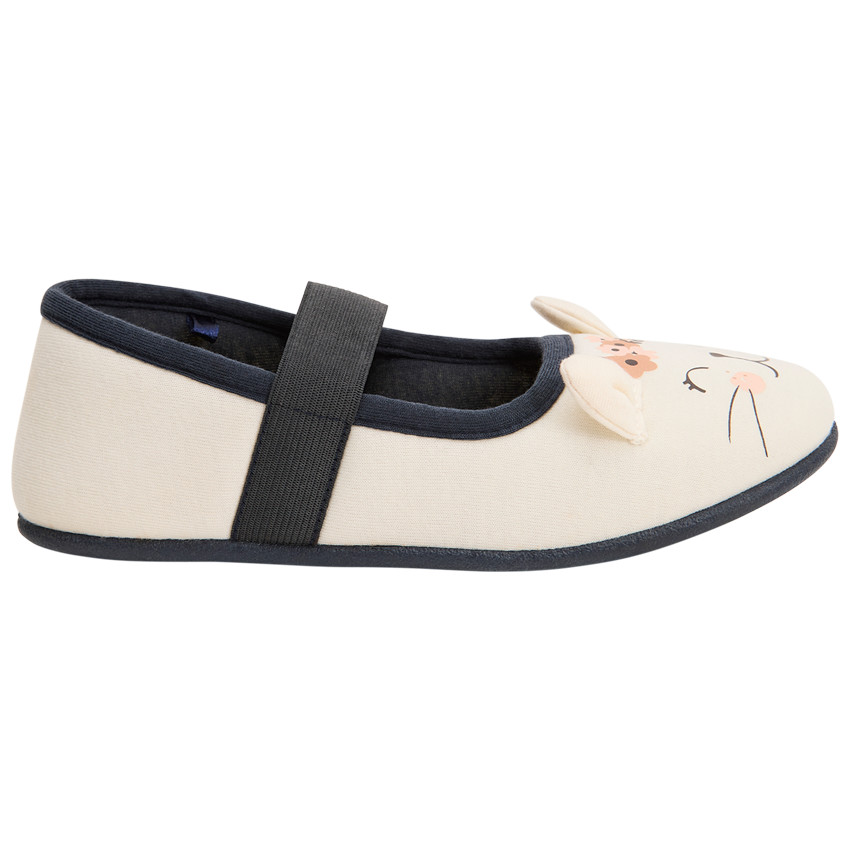 Chaussons Babies écru avec oreilles de chat pour bébé fille 