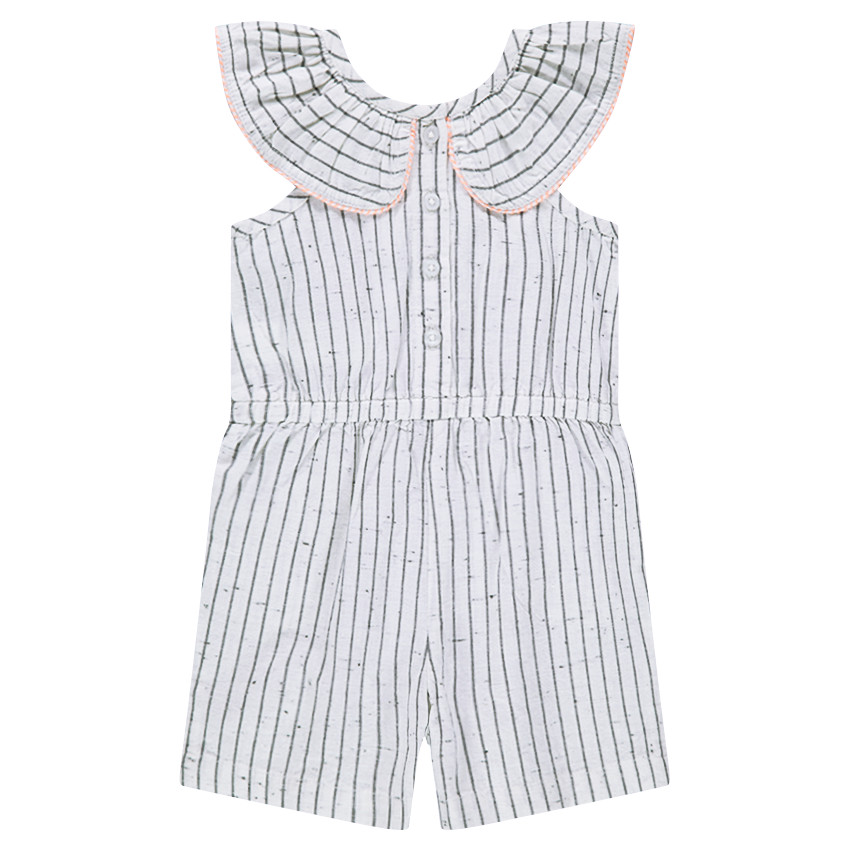 Ριγέ κοντή ολόσωμη φόρμα μπουκλέ με βολάν στη λαιμόκοψη  Additional Ριγέ κοντή ολόσωμη φόρμα μπουκλέ με βολάν στη λαιμόκοψη