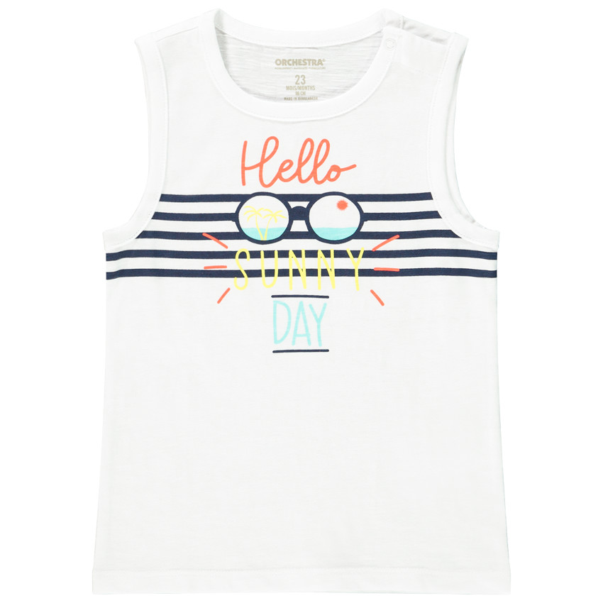 Αμάνικο πλεκτό μπλουζάκι με ριγέ σχέδιο για μωρό αγόρι 