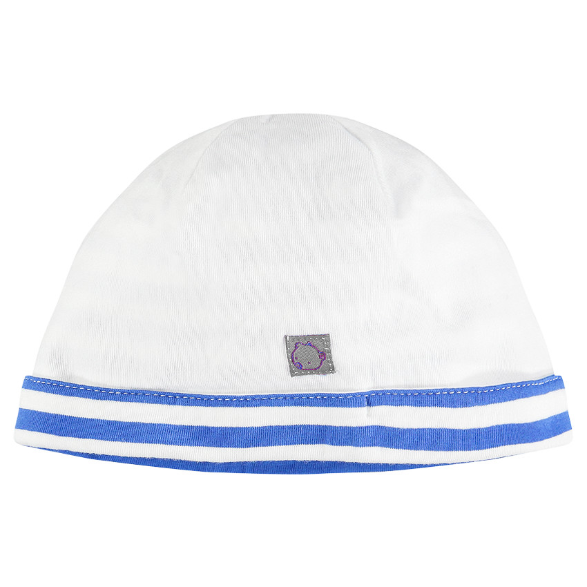 Bonnet en jersey avec revers rayé 