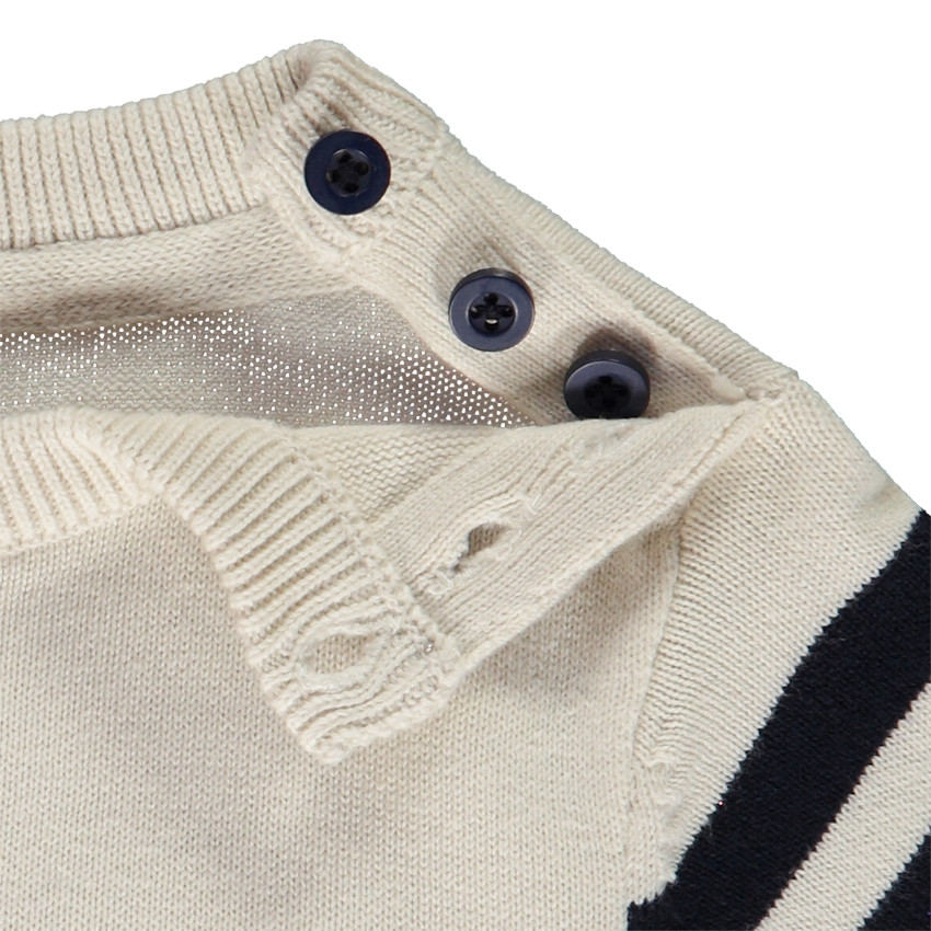 "Πουλόβερ με ριγέ μανίκια και σχέδιο ιστιοφόρου για μωρό αγόρι" 