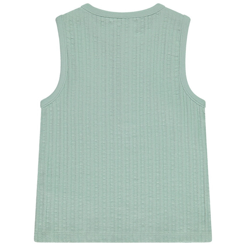 Αμάνικο μπλουζάκι μονόχρωμο σε maille côte με κέντημα ματ ελέφαντα για bebe αγόρι 