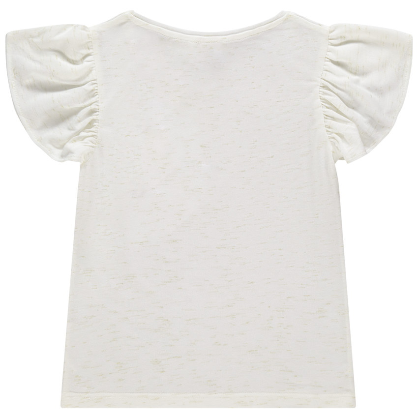 T-shirt κοντομάνικο βολάν και παπαγάλο με glitter 