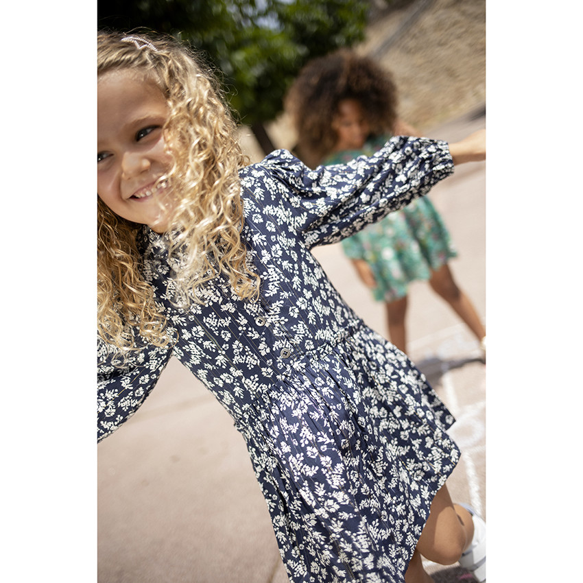 Φόρεμα μακρυμάνικο με σχέδιο floral και φαρδιά γραμμή 