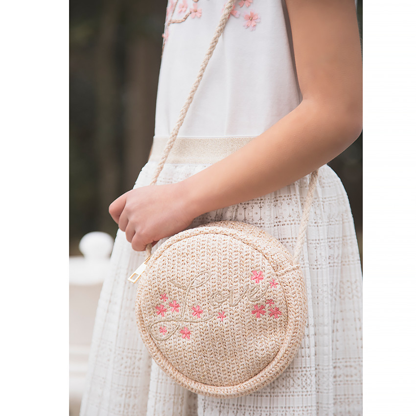 Sac bandoulière en paille avec broderies pour fille Main Sac bandoulière en paille avec broderies pour fille