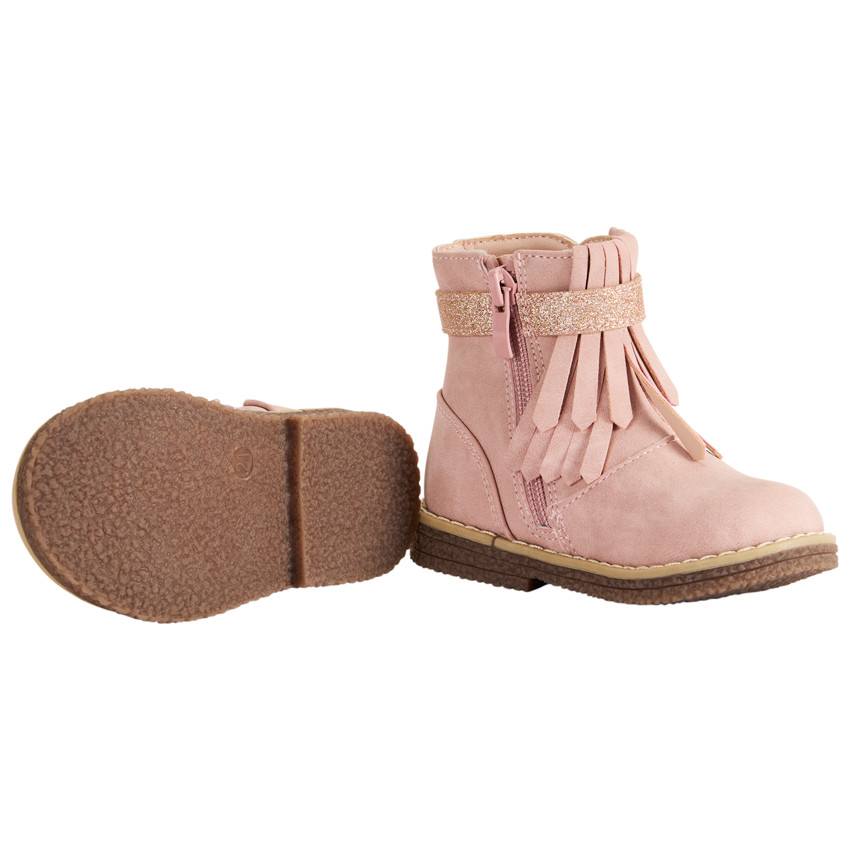 Μποτάκια με φερμουάρ, φούντες και γκλίτερ για μωρό κορίτσι 