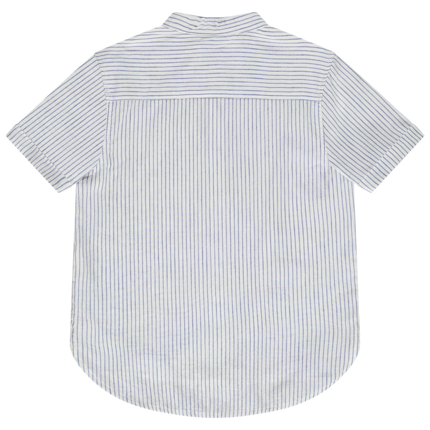 Πουκάμισο κοντομάνικο βαμβακερό και λινό ριγέ για αγόρι 