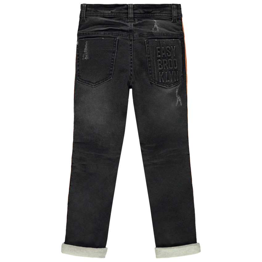 Jean slim effet used à bandes sur les côtés  Additional Jean slim effet used à bandes sur les côtés