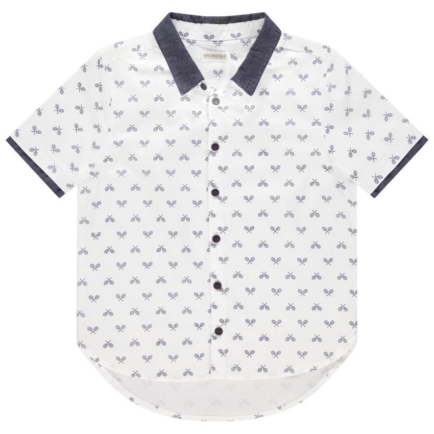 Πουκάμισο κοντομάνικο με σχέδιο με λεπτομέρειες chambray 