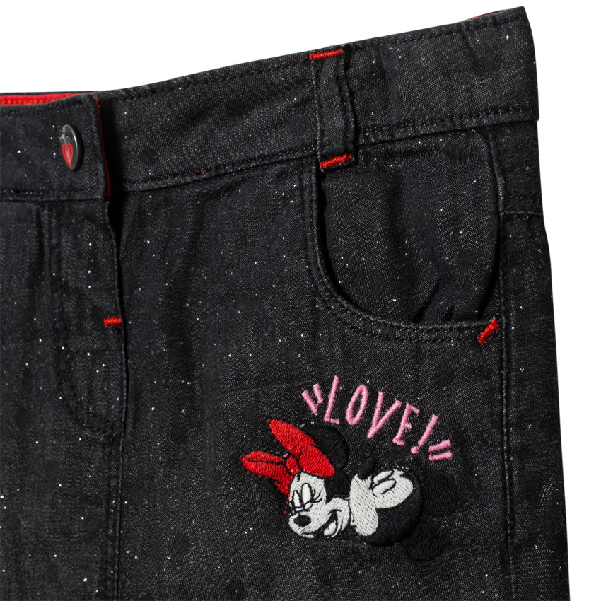Jean effet used à pois et broderie Minnie Disney  Additional Jean effet used à pois et broderie Minnie Disney