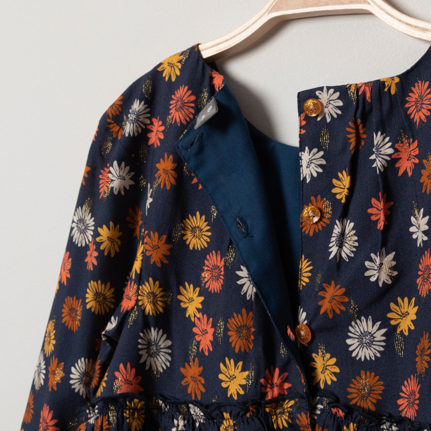 Robe manches longues à fleurs all-over  